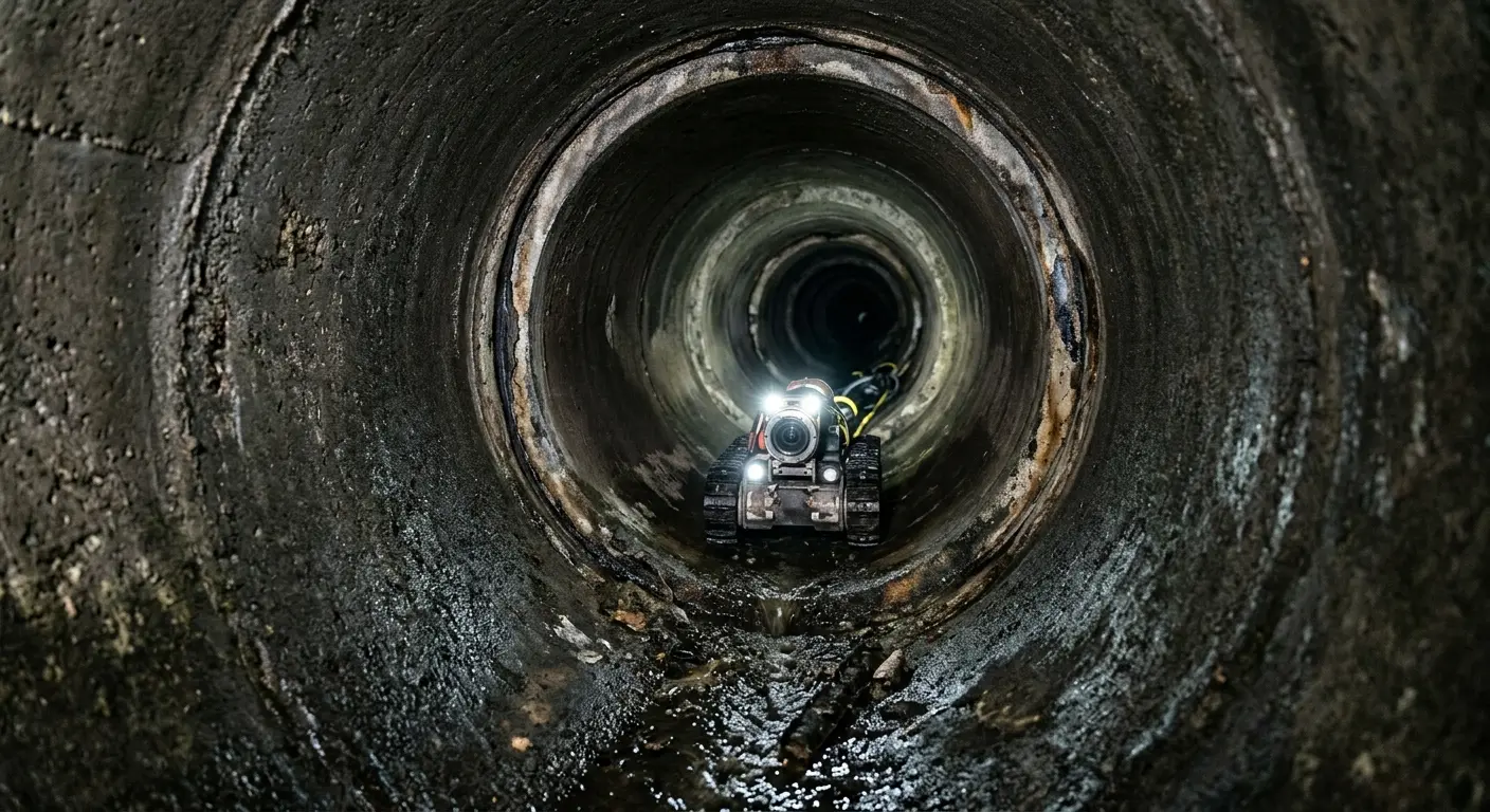 Robotic sewer camera inspecting pipe interior for Sewer Line Cleaning in Warsaw